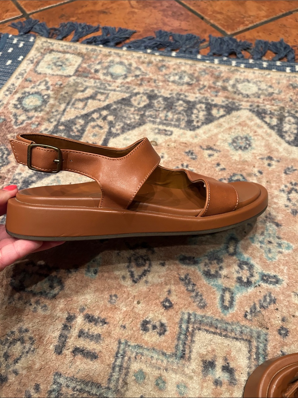 Vionic Tan Leather Double-Strap Slingback Sandal - Picture 8 of 15
